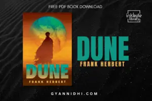 Dune book cover by Frank Herbert featuring a silhouetted figure against a glowing desert moon background.