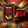 1984 by George Orwell - A compelling visual of a large golden eye against dark rays, symbolizing surveillance and authoritarianism in a dystopian setting.