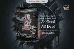 Book cover for "As Good As Dead" by Holly Jackson, featuring torn duct tape and shattered glass on a dark background, evoking a sense of suspense and mystery.