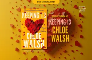 Book cover of Keeping 13 by Chloe Walsh, featuring a heart made of red paper pieces on a yellow background.