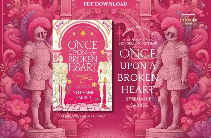 Book cover of 'Once Upon a Broken Heart' by Stephanie Garber, featuring intricate artwork of two ornate white armors against a vibrant pink background