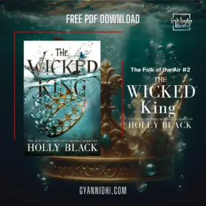 A golden crown is submerged underwater with bubbles and a small blue butterfly nearby. The Wicked King by Holly Black. The Folk Of The Air Book 2