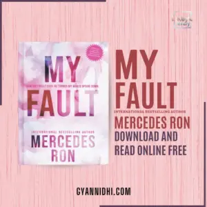 My Fault book cover by Mercedes Ron, featuring the title in large, gradient pink and purple letters against a soft cloud background. The cover includes a quote: 'How did I fall? Easy. He turned my world upside down.' Also noted: 'International Bestselling Author' and a starburst highlighting 'Over half a million copies sold now a major motion picture.