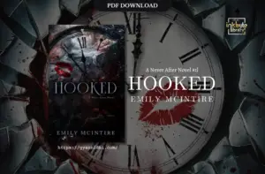 Hooked by Emily McIntire - A Never After Novel with a dark and suspenseful cover featuring a shattered clock and red lipstick kiss.