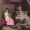 Cover of My Year of Rest and Relaxation by Ottessa Moshfegh, featuring a classical painting of a contemplative woman in a white dress sitting on a chair.