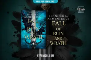 Fall of Ruin and Wrath by Jennifer L. Armentrout, featuring a dramatic design with a sword and black feathers against a teal background. Visit gyannidhi.com for more.