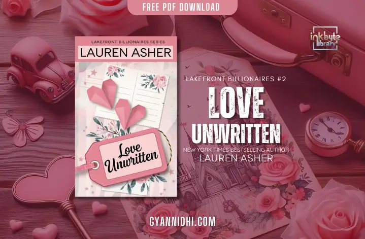 Book cover of Love Unwritten by Lauren Asher, featuring a pink luggage tag with torn heart-shaped paper pieces and a postcard on a light pink background, part of the Lakefront Billionaires series.