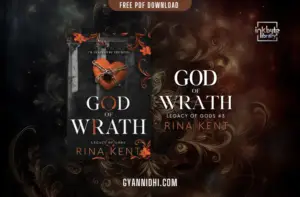 Book cover of God of Wrath by Rina Kent, part of the 'Legacy of Gods' series, available on Inkbyte Library at gyannidhi.com. The cover features a chained heart against a dark, ornate background with swirling orange floral accents and the text 'I'm trapped by the devil.