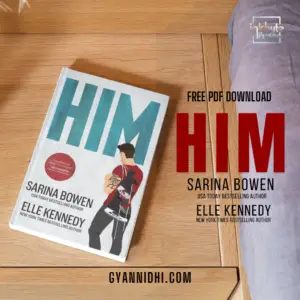 Book cover of Him by Sarina Bowen and Elle Kennedy featuring a muscular man with a tattoo holding ice hockey skates over his shoulder. The cover includes a quote from Colleen Hoover praising the book and highlights both authors as bestselling writers. Available on Inkbyte Library and Gyannidhi.com