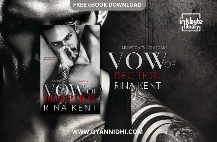 Book cover of Vow of Deception by Rina Kent, featuring a close-up of a brooding man with tattoos and intense eyes, part of the Deception Trilogy.