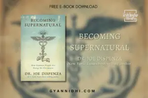 Becoming Supernatural book cover by Dr. Joe Dispenza featuring an ancient mystical caduceus symbol with wings and radiant energy.