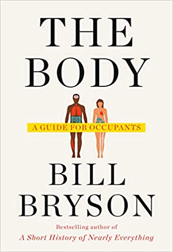 The Body: A Guide for Occupants book cover by Bill Bryson, featuring simple anatomical illustrations of a man and woman.