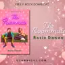 The Roommate book cover by Rosie Danan, featuring a pink background with neon-style title text and an illustrated couple on a green couch.