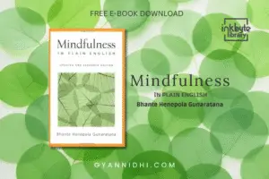 Cover of the book Mindfulness in Plain English by Bhante Henepola Gunaratana – updated and expanded edition on meditation and mindfulness practice with green leaf design.