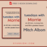 Book cover of Tuesdays with Morrie by Mitch Albom, featuring the subtitle “an old man, a young man, and life’s greatest lesson” in a minimalist beige and red design.