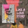 YA LGBTQ+ romance novel "Like a Love Story" by Abdi Nazemian, featuring an illustrated 1980s NYC street scene with three diverse teens walking together under a pink and yellow sky.