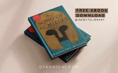 Book cover of The Song of Achilles by Madeline Miller. The image features an ancient Greek bronze helmet centered on a blue patterned background. The cover includes the tagline “Winner of the 2012 Orange Prize for Fiction” and highlights it as a New York Times bestseller.