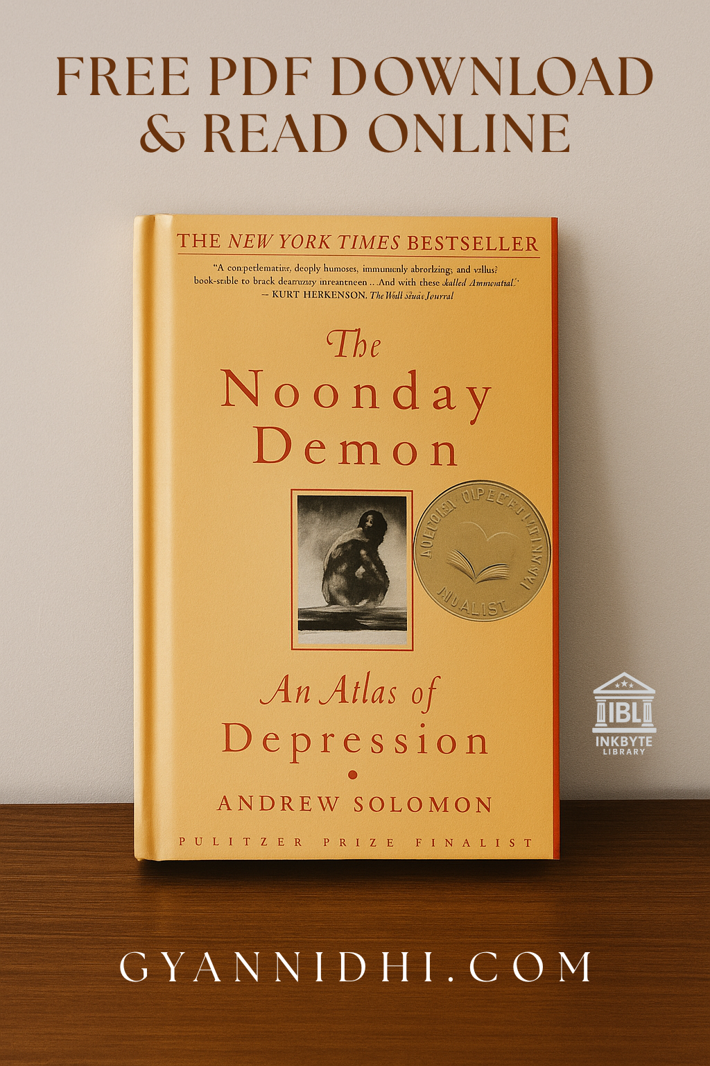 Promotional banner for The Noonday Demon: An Atlas of Depression by Andrew Solomon – New York Times bestseller, free PDF download and read online option at Gyannidhi.com.