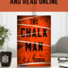 Promotional image of The Chalk Man by C.J. Tudor showing the book on a desk with free PDF download and read online banner, perfect for mystery thriller book lovers.